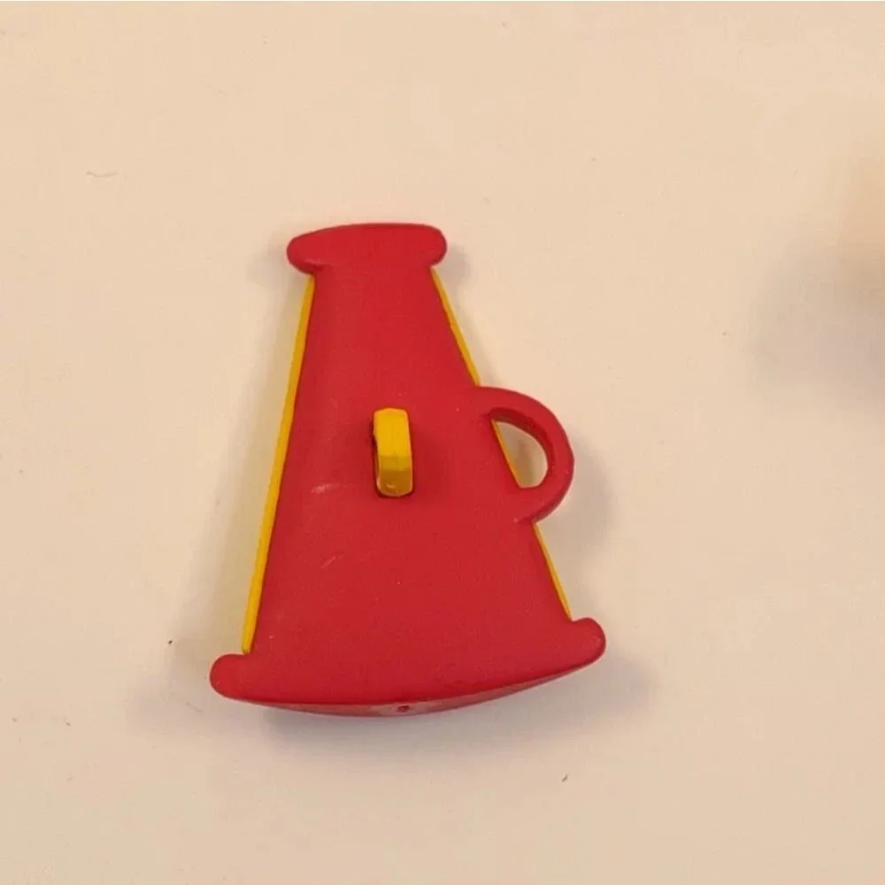 Megaphone Buttons lot of 104 Cupcake Decoration Crafts Yellow and Red